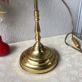 Lampe de bureau en laiton et opaline verte