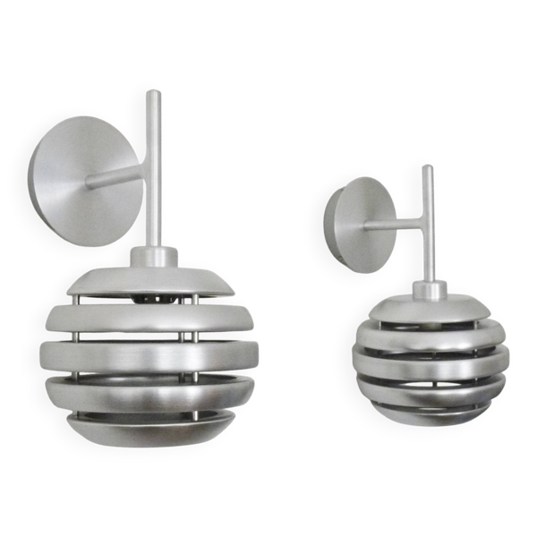 Paire d'appliques en aluminium brossé Mercure par Eglo Années 90