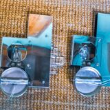 Pair of wall lights from the Sciolari house, chromed metal and Murano glass, Italy, 1970