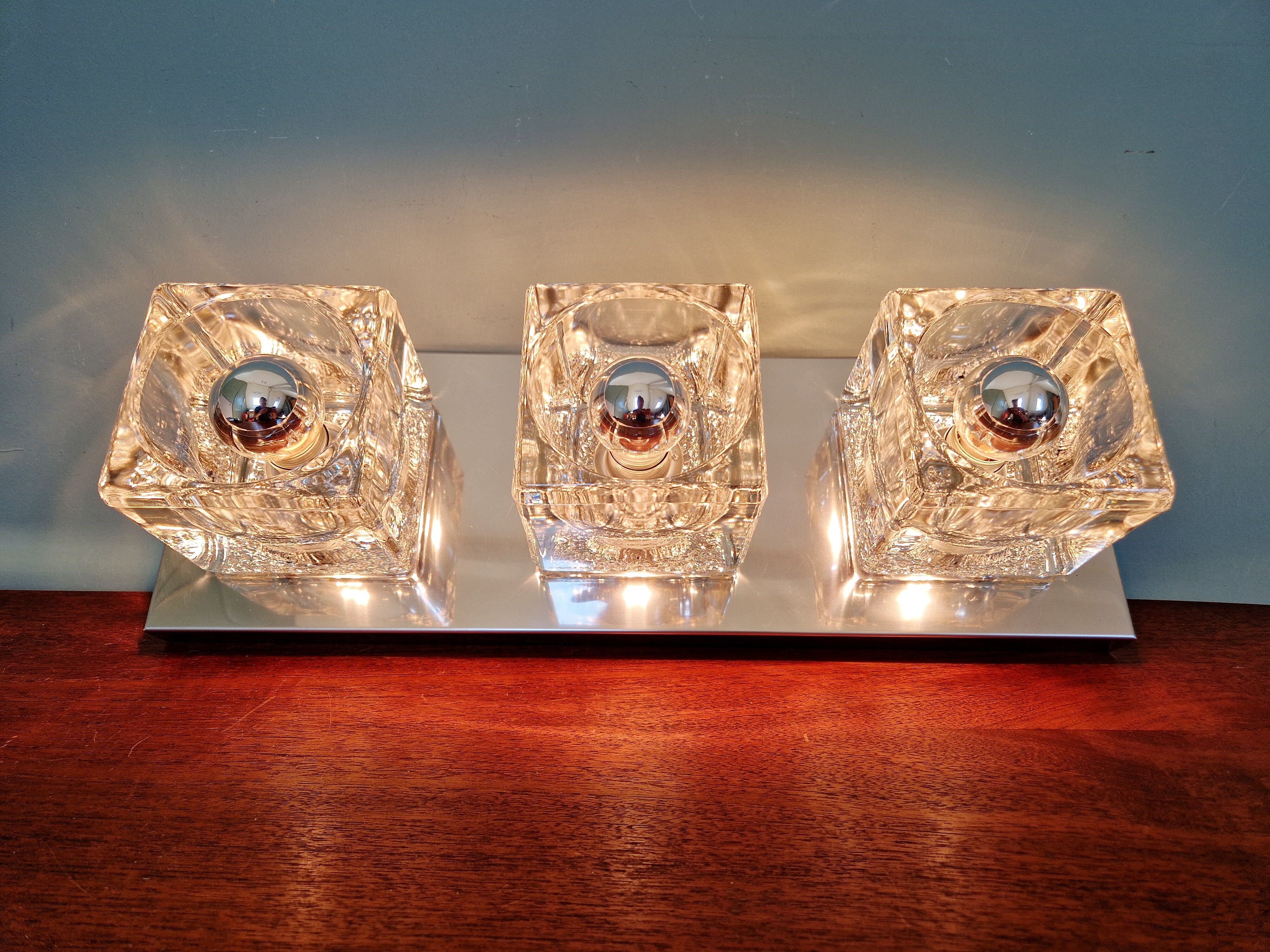 Triple wall lamp Ice Cube, Peill & Putzler, 1970