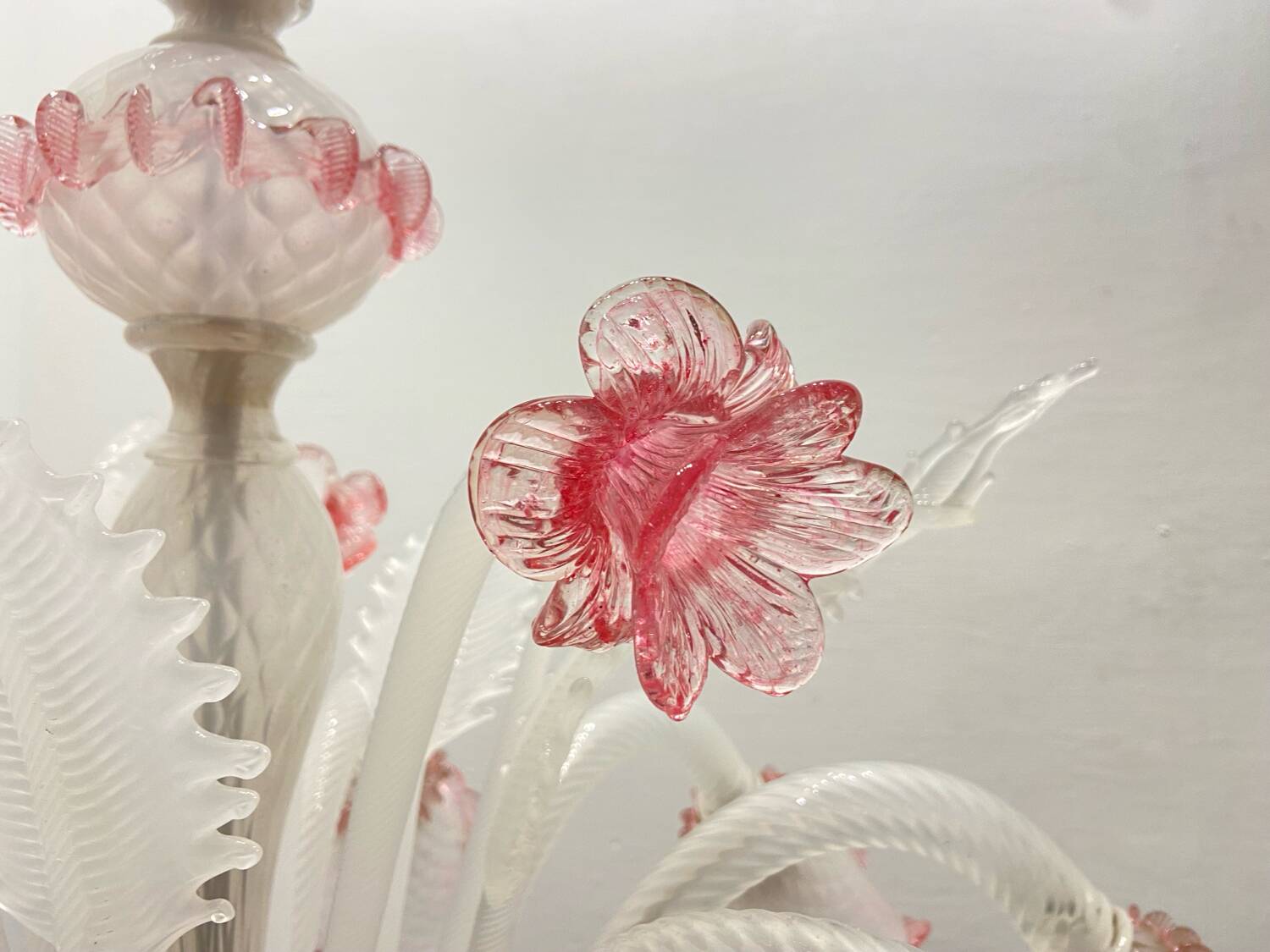 Large Pink Blossom Venetian Glass Chandelier 1960’s