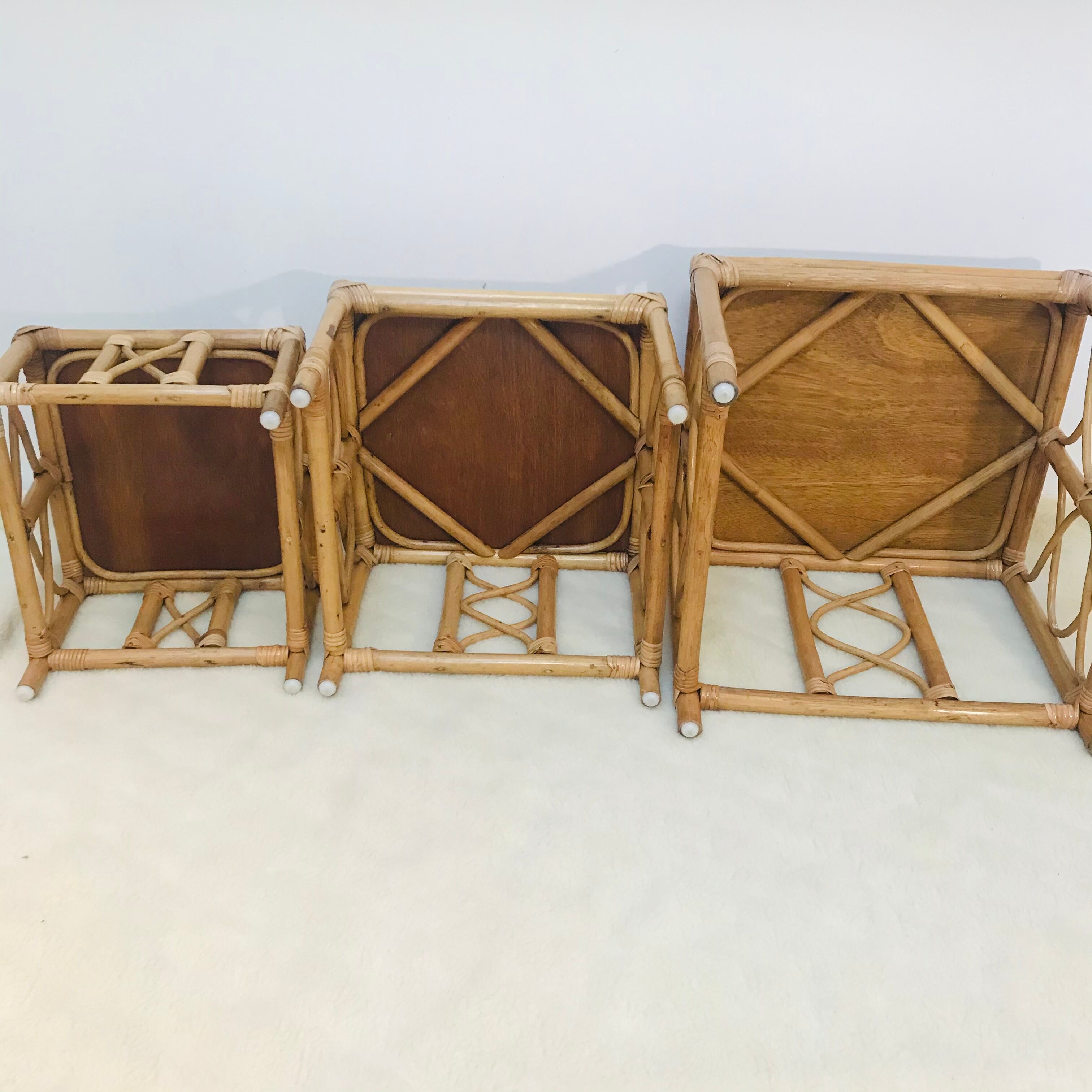 Tables in rattan and bamboo 80s
