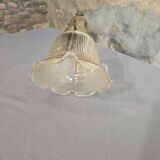 Holophane glass and brass suspension