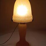 Lampe champignon pâte de verre jaune tacheté rouge