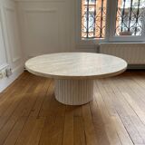 Omega Circular Coffee Table Natural Travertine - 80cm D