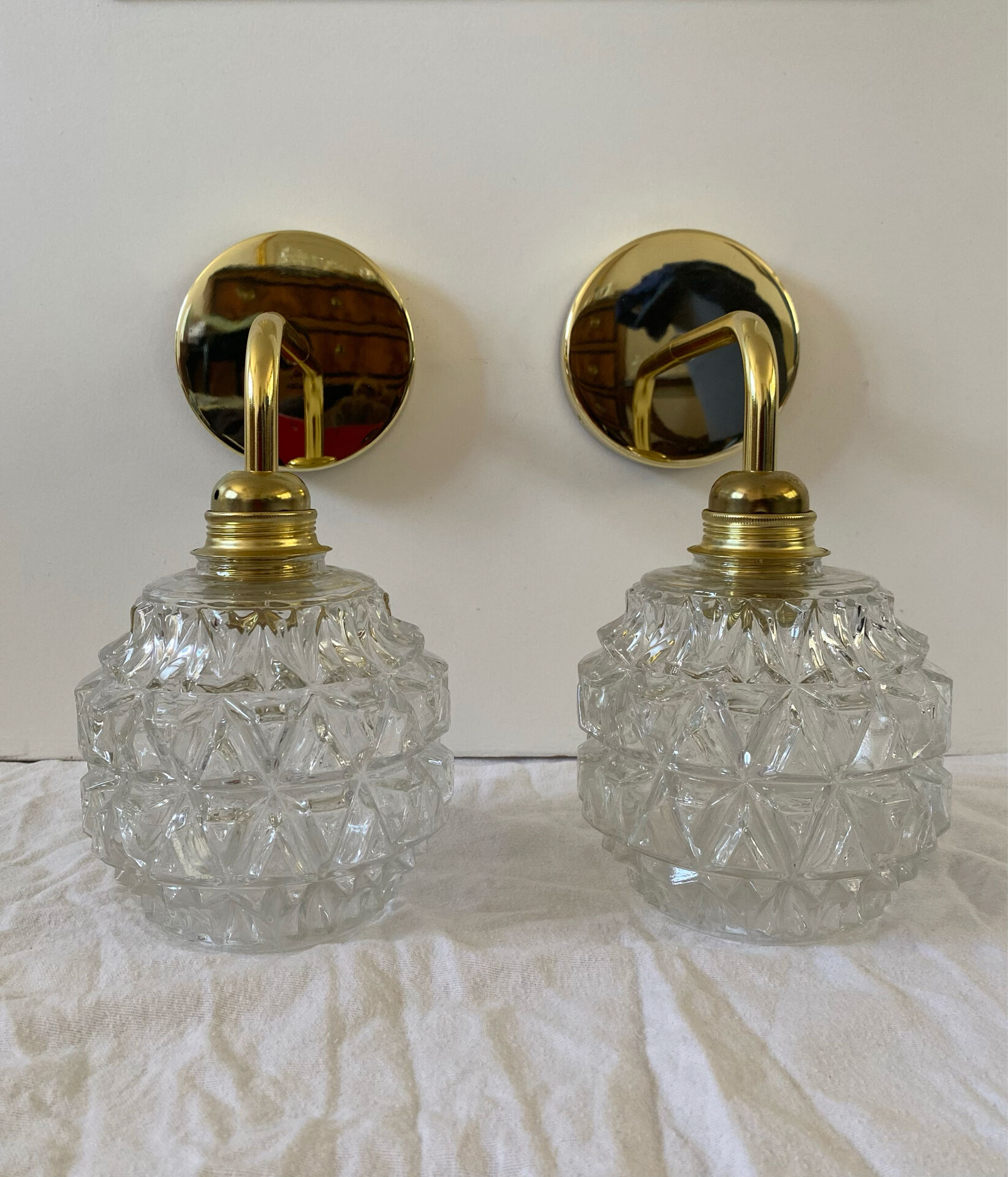 Pair of vintage globe wall sconces