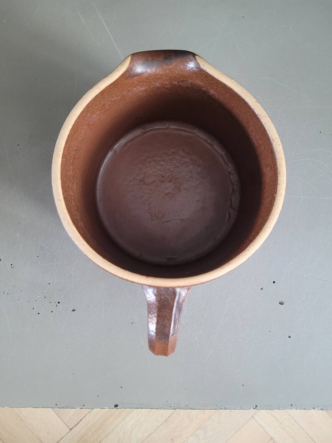 Pitcher - cream pot - in brown glazed earthenware