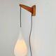 Vintage Tear Drop Wall Lamp in Teak and White Glass, Denmark, 1960s