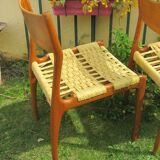 Three Scandinavian chairs - seated in braided rope