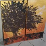 Tableau double toile acrylique peintre agus