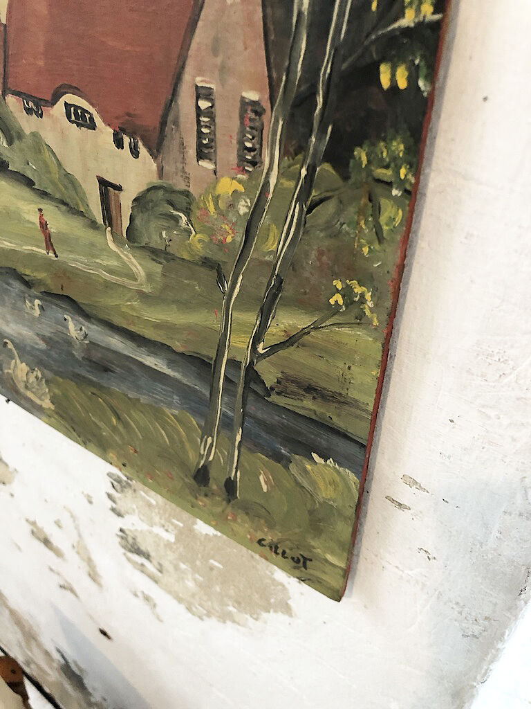 Paint oil on wood "swans"