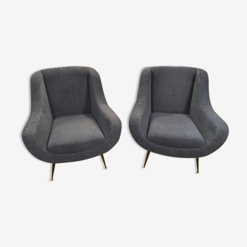 Pair of Italian armchairs 1950 design isa bergam