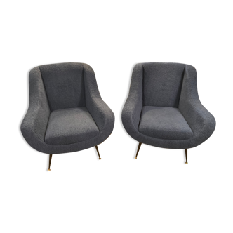 Pair of Italian armchairs 1950 design isa bergam