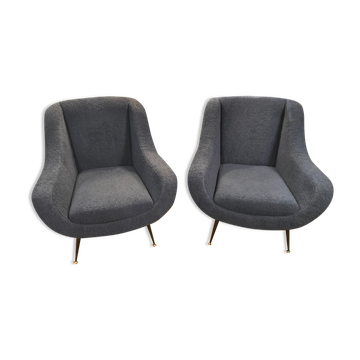 Paire de fauteuils italiens 1950 design ISA Bergam