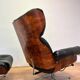 XL Extraordinary design Bent plywood Lounge Chair and Ottoman in rosewood -1960s