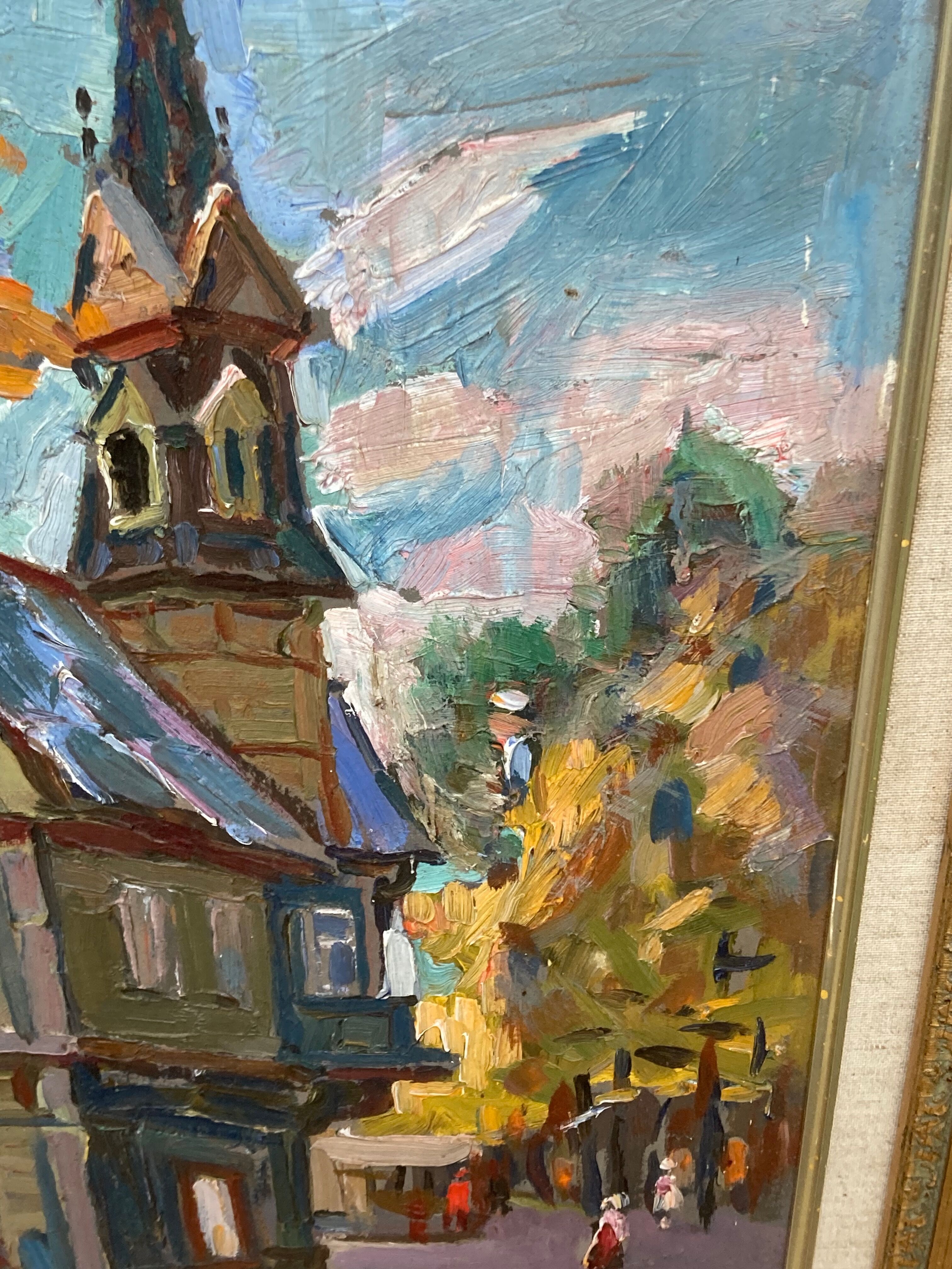 Knife painting: village in russia