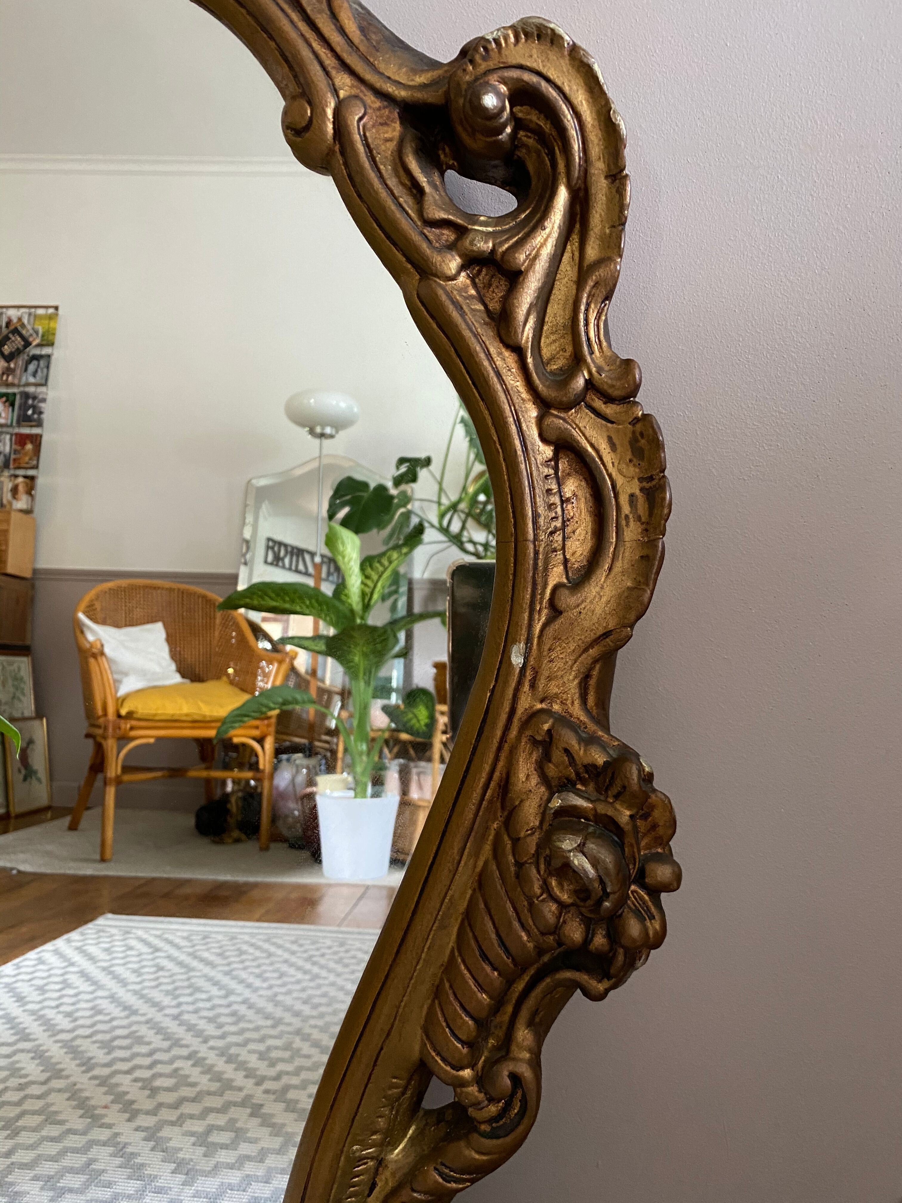 Vintage mirror golden shell 95x64