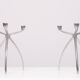 Pair aluminum 3 arms spider candle sticks de bijenkorf 1970s