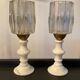 Pair of vintage lamps in marble and glass 70s