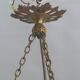 French Art Deco Glass Pendant Light with Chain Suspension, Degue, 1920s - 1930s