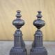 Vintage andirons, pair of andirons, fireplace accessory, brass and cast iron andirons
