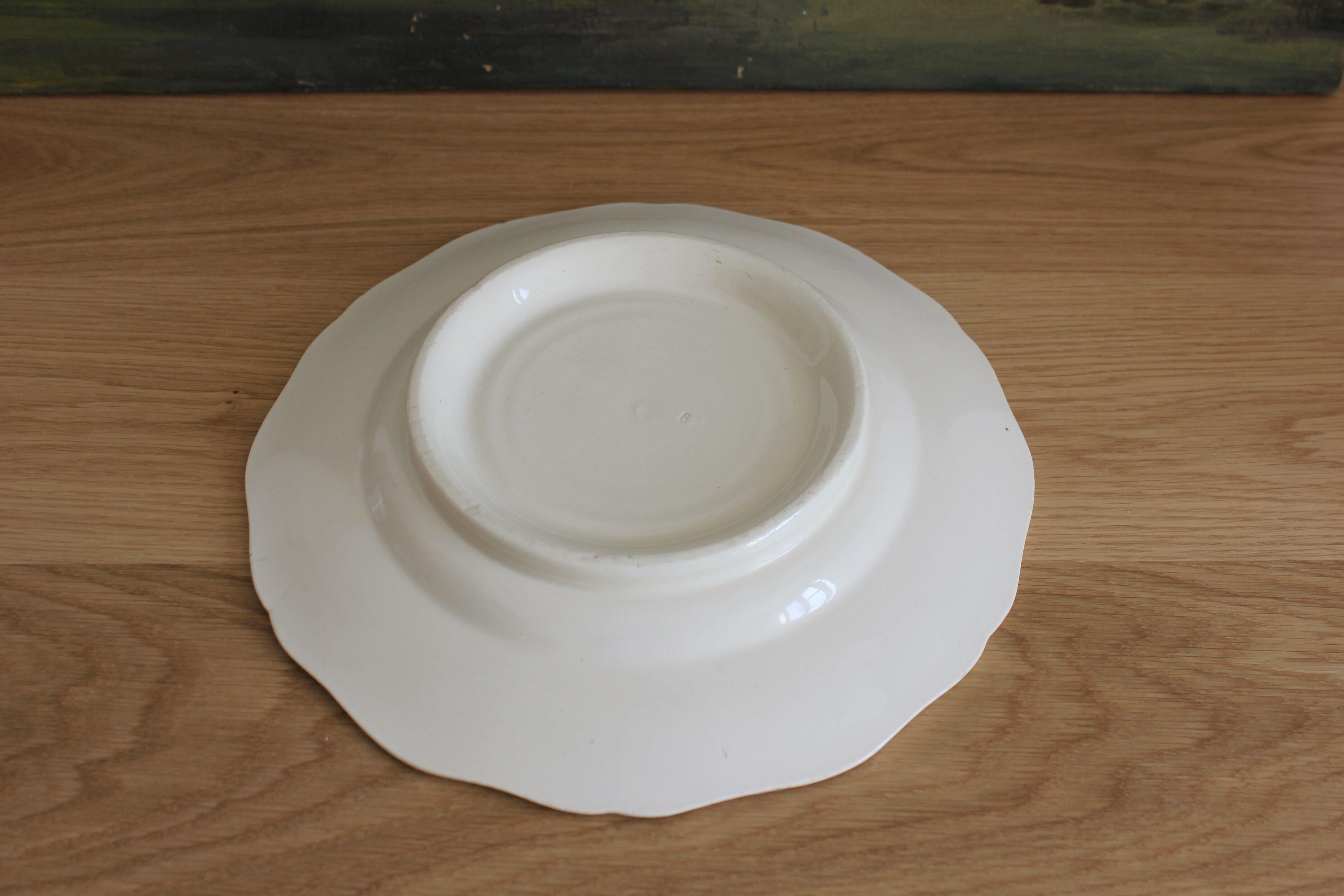 Compotier or plate on foot in ivory earthenware Sarreguemines