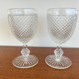 Two 19th-century moulded crystal glasses with diamond points.