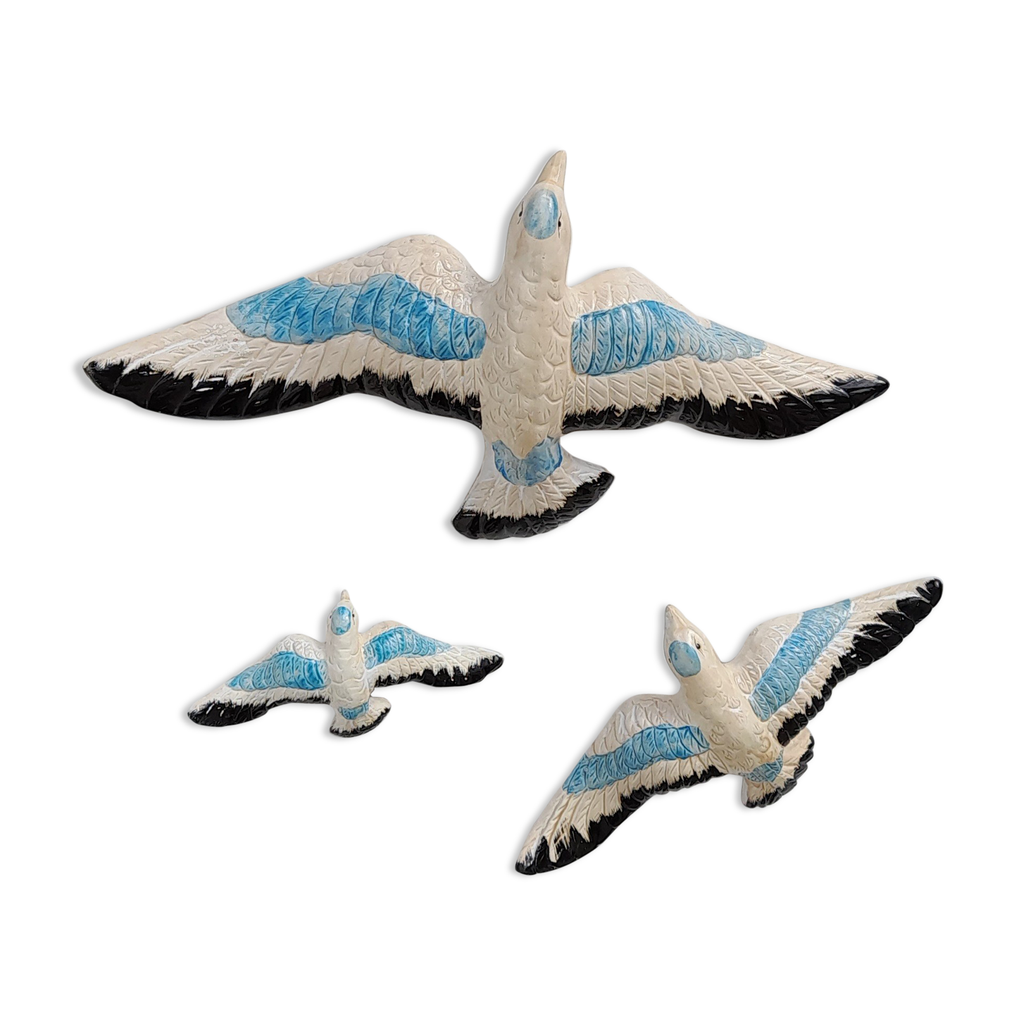 3 vintage ceramic birds