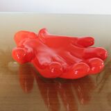 Empty hand-shaped pocket in red ceramic 80s