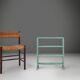 Industrial small mint-colored rack or bookcase with 4 shelves and beautiful patina, Belgium, 1920s