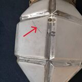 Art Deco Metal Pendant Lamp with Frosted Glass Globe