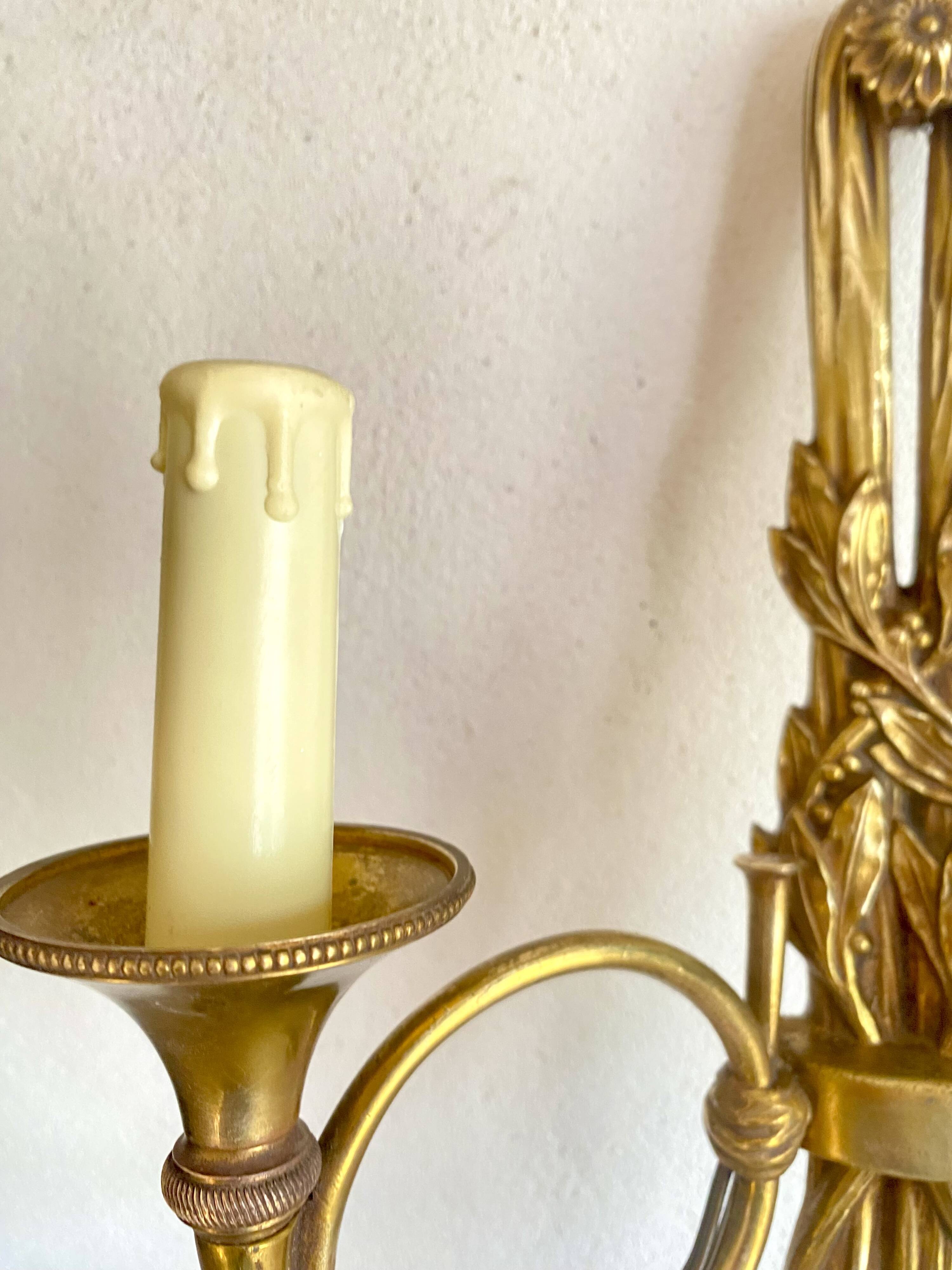 Hunting horn wall light, brass 1950