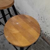 Paire de tabourets en bois
