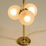 1960s Space Age brass table lamp by Kaiser Leuchten  with 3 glass globes