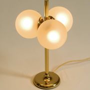 1960s Space Age brass table lamp by Kaiser Leuchten  with 3 glass globes