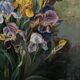 Huile sur toile par Picquet nature morte bouquet d'iris XXe