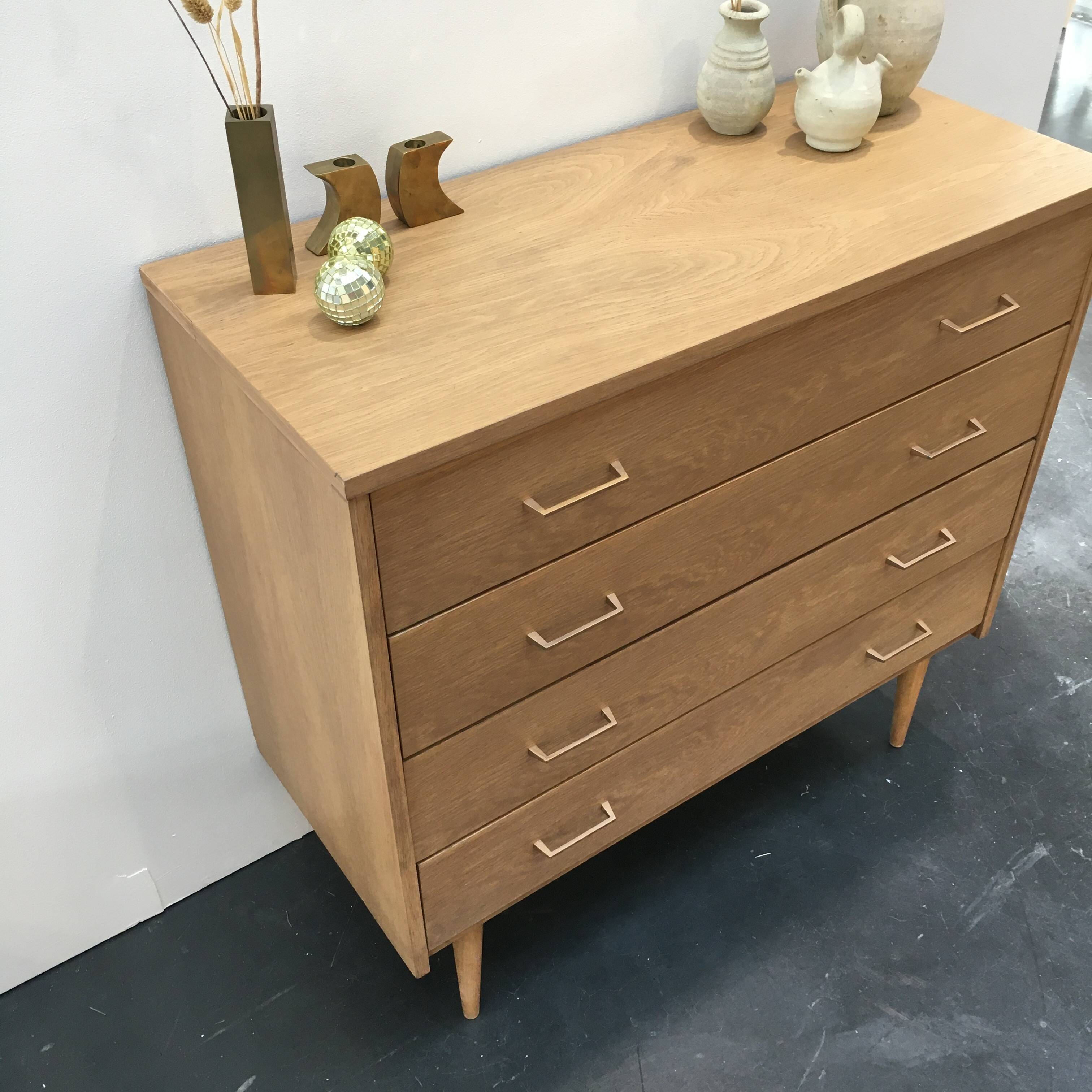 60s light oak chest of drawers