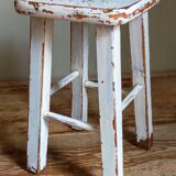 Workshop stool in vintage patinated solid wood