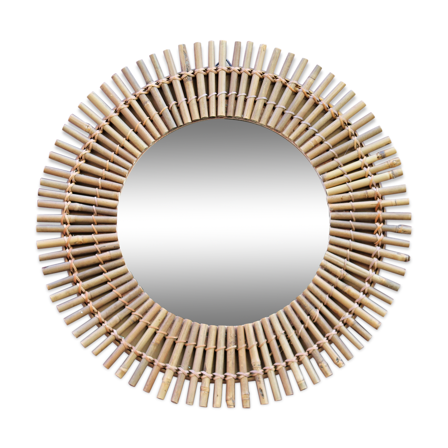 Vintage rattan sun mirror