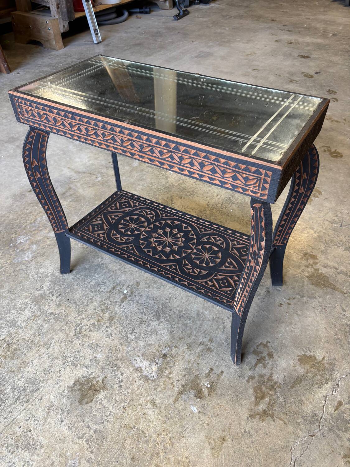 Moroccan carved wood table