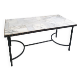 Table basse marbre et fer forgé