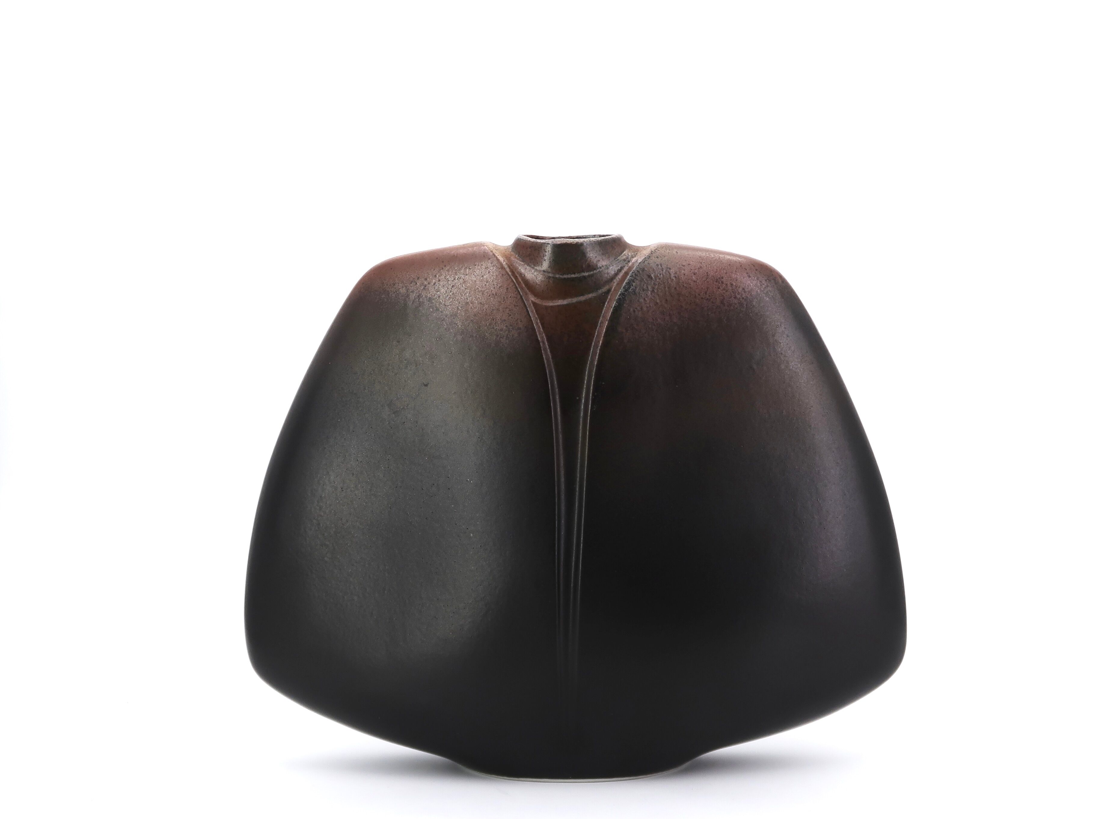 Black and brown vase by Pierre Lebe for Virebent