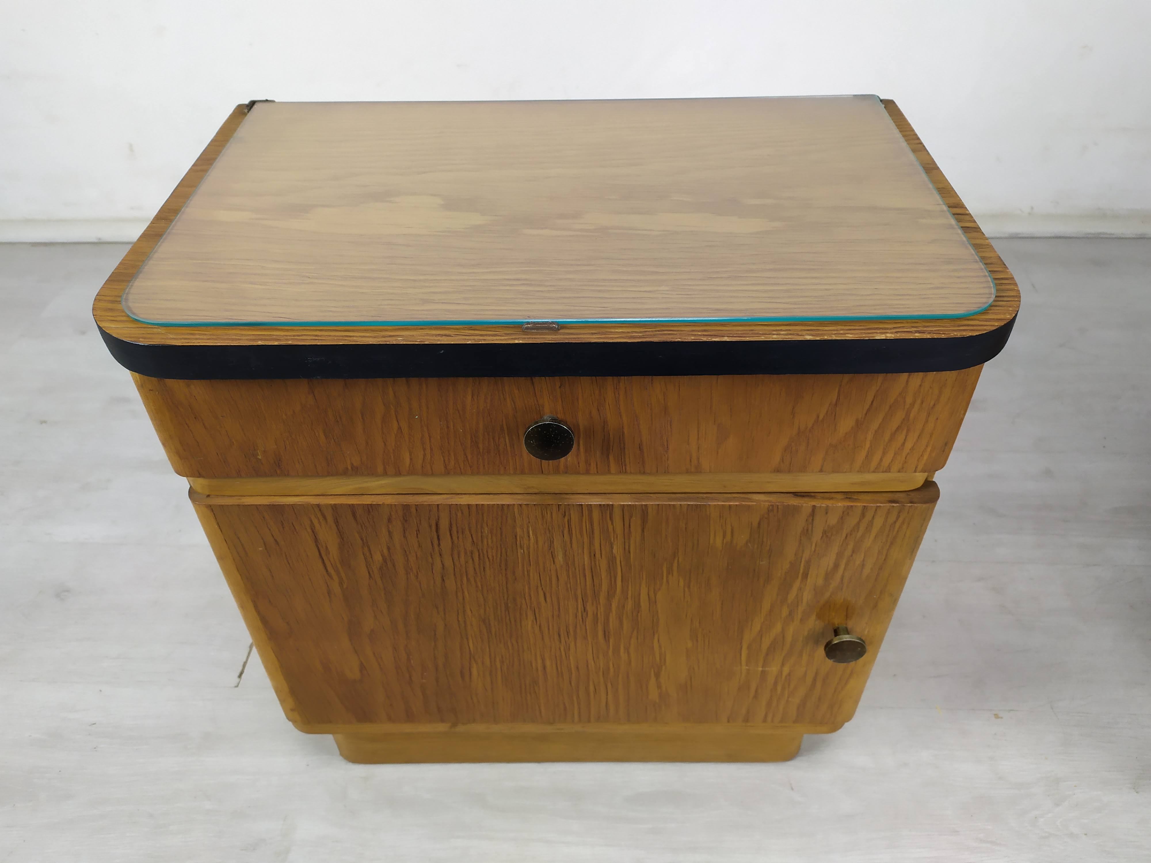 Pair of vintage oak bedside tables