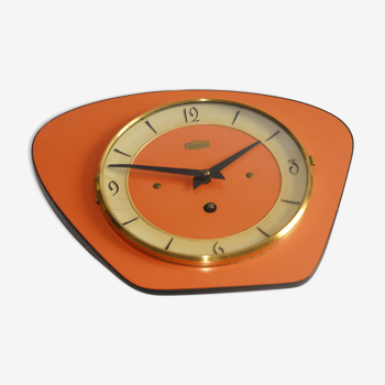 Horloge mécanique de cuisine Carrez en formica des années 70