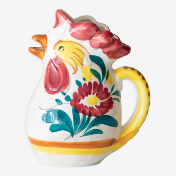 Zoomorphic pitcher hand-painted rooster