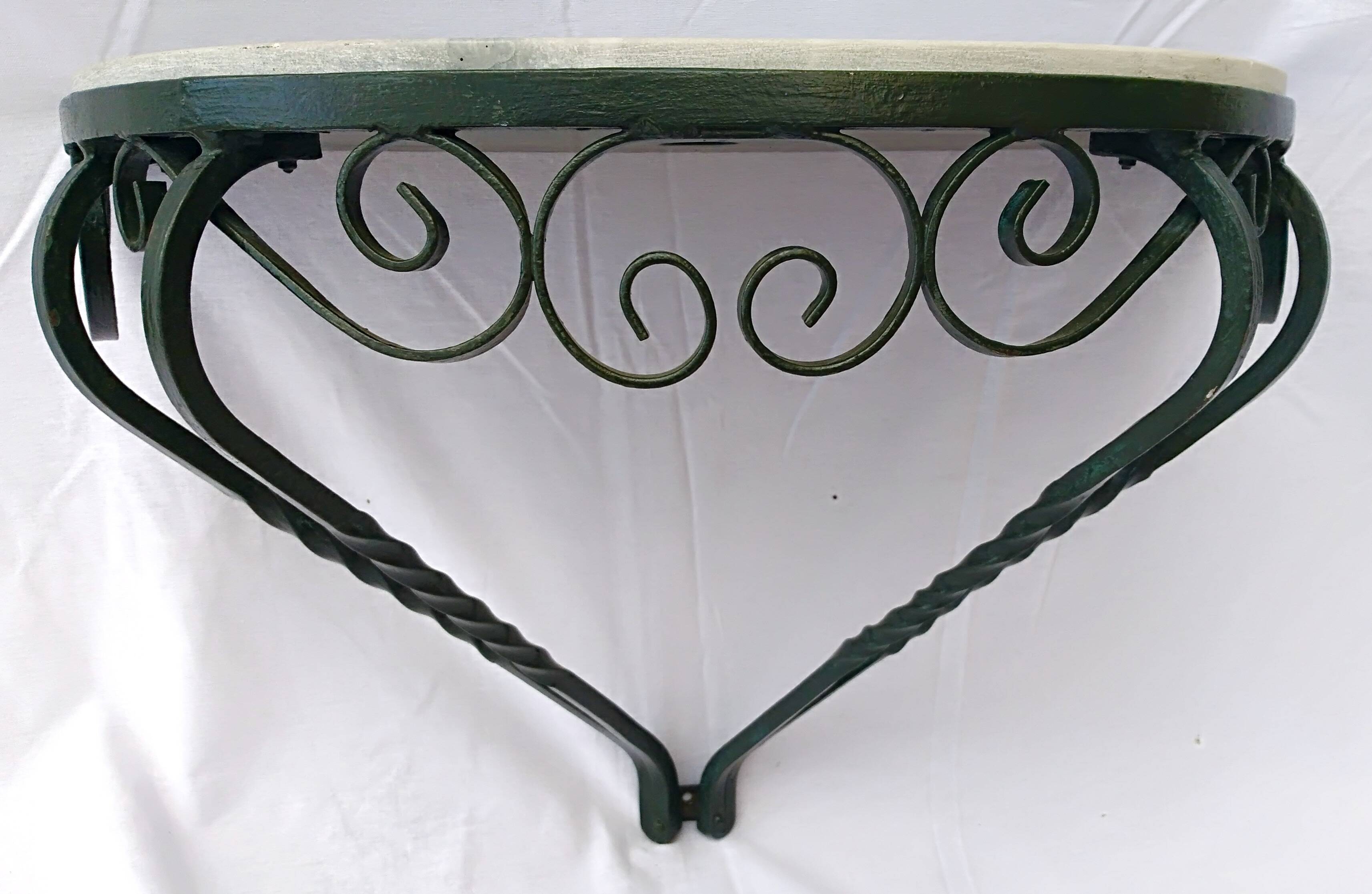 Marble wall console wrought iron structure