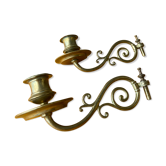 Paire de bougeoirs de piano en bronze et laiton