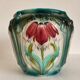 Large antique cache-pot in art nouveau majolica.