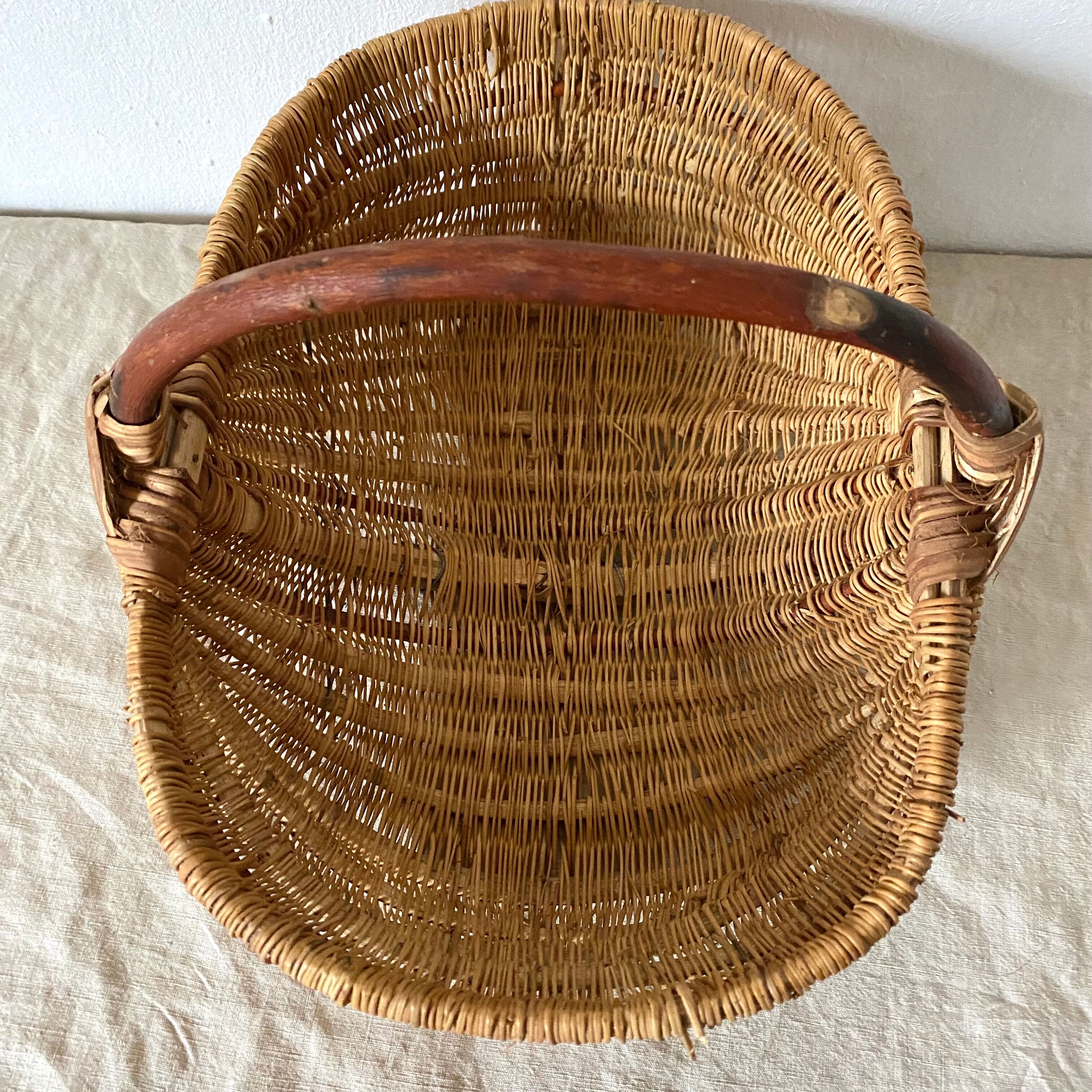Old basket in woven wicker