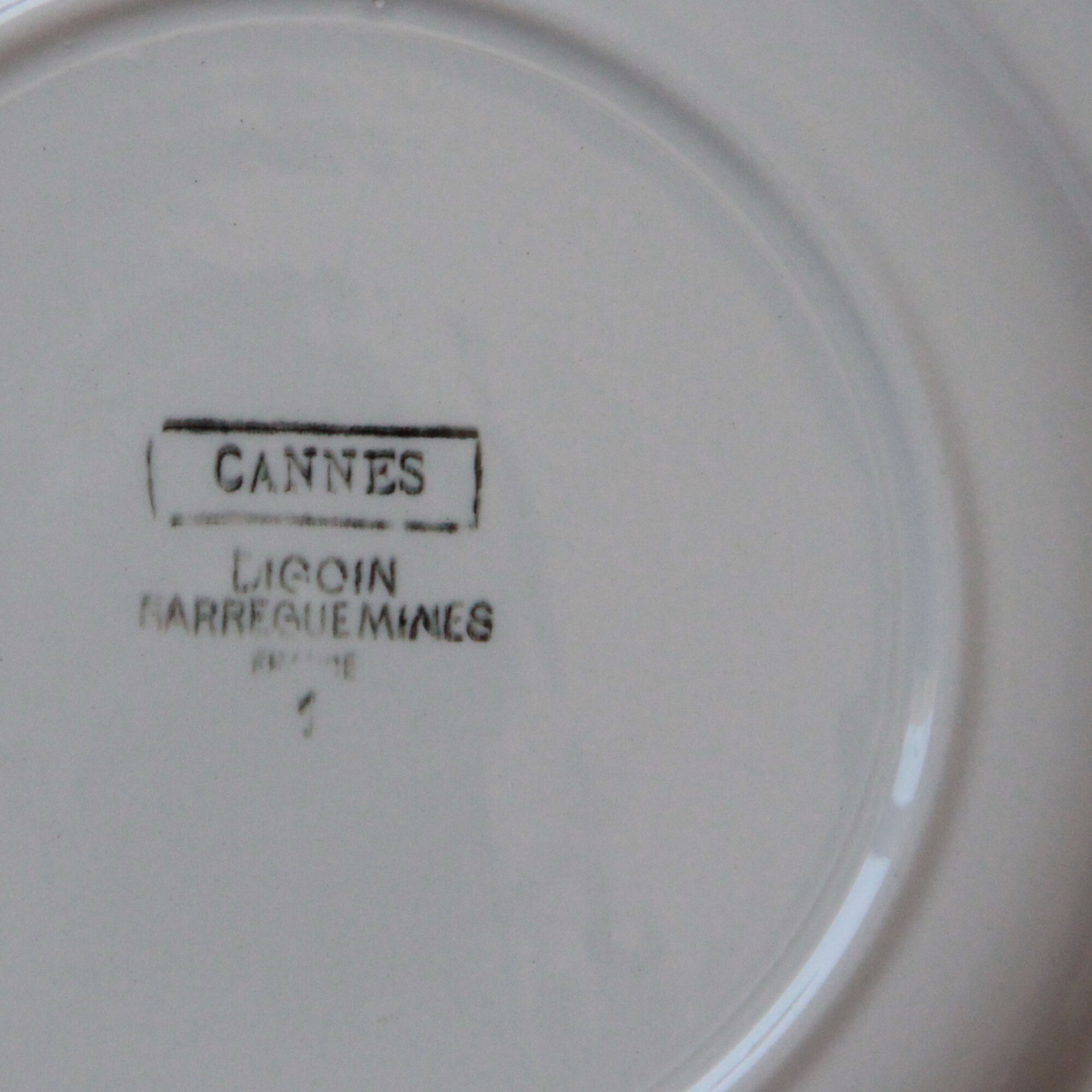 Set of 6 flat plates flowered old French earthenware Digoin Sarreguemines model Cannes